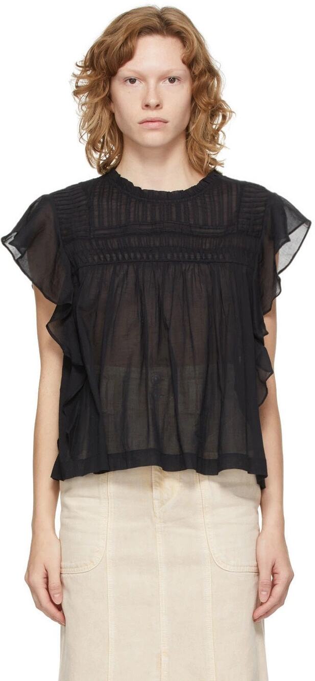 Isabel Marant Etoile Black Layona Blouse Sz 8